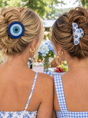 NWT - Piper K - 2 Pack Evil Eye Hair Clips - Round and Oblong